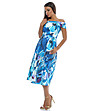 Синя рокля с флорален принт-2 снимка