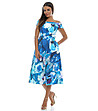 Синя рокля с флорален принт-3 снимка