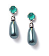 Позлатени дамски обеци Tera перли и кристали Swarovski  в синьо-зелен нюанс-0 снимка