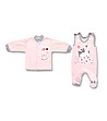 Бебешки памучен комплект от блуза и гащеризон в розово и сиво-0 снимка