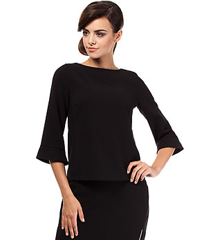 Черна дамска блуза със 7/8 ръкави Celeste снимка