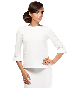 Дамска блуза в цвят екрю със 7/8 ръкави Celeste снимка