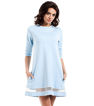 Светлосиня памучна рокля с прозрачен кант Rori снимка
