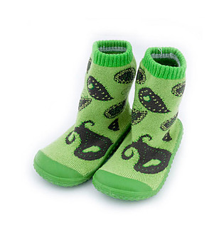 Зелени детски обувки тип атипас с гумена подметка снимка