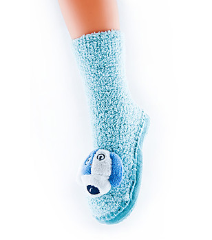 Детски сини чорапи с декоративно Куче снимка