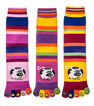 Комплект от 3 чифта многоцветни дамски чорапи с пръсти снимка