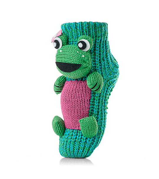 Зелени детски плетени чорапи Жабка снимка