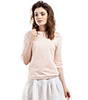 Памучна блуза в светъл цвят праскова с панделка-0 снимка