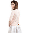 Памучна блуза в светъл цвят праскова с панделка-1 снимка