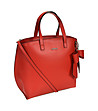 Червена дамска кожена чанта с панделка Emelia-2 снимка