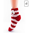 Комплект от 2 чифта дамски чорапи в червено и бяло Снежен човек-0 снимка