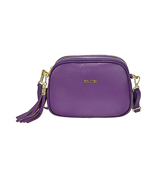 Малка дамска чанта в лилаво с пискюл Telmia снимка