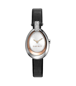 Дамски часовник в сребристо и черно с капковиден корпус Anzai снимка