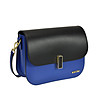 Малка кожена дамска чанта в синьо и черно-2 снимка