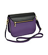 Малка кожена дамска чанта в лилаво и черно-1 снимка