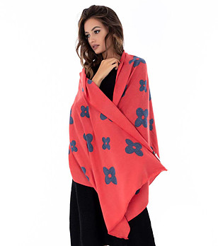 Червен дамски шал с флорални мотиви Grena снимка