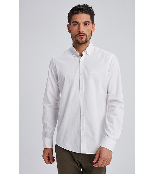 Бяла памучна мъжка риза Amon снимка