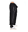 Черен дамски памучен панталон с декорация-2 снимка