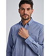 Синя памучна мъжка риза Mories-4 снимка