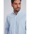 Светлосиня памучна мъжка риза на райе Marvic-2 снимка