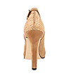 Бежови велурени дамски обувки с катарама-4 снимка