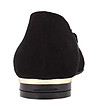 Черни кожени дамски обувки с панделка-4 снимка