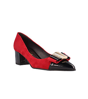 Дамски кожени обувки в червено и черно Noelle снимка