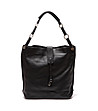 Черна кожена дамска чанта Freda-0 снимка