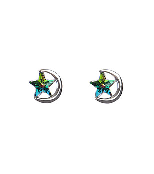 Позлатени обеци със синьо-зелени Swarovski кристали Звезди снимка