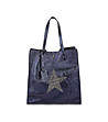 Синя кожена дамска чанта с несесер Star-0 снимка