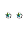 Позлатени обеци със синьо-зелени Swarovski кристали Звезди-0 снимка