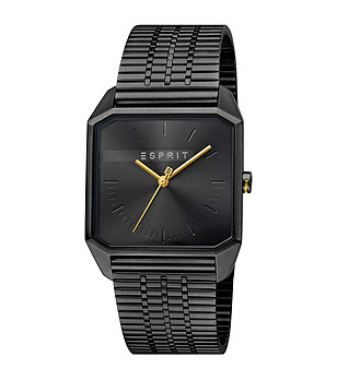 Черен мъжки часовник със златисти елементи снимка