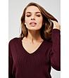 Дамски пуловер в цвят бургунд-3 снимка