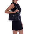 Ефектна дамска чанта в черно от естествена кожа-4 снимка