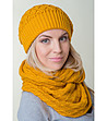 Комплект от шал и шапка в цвят горчица Ardelia-0 снимка