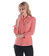 Дамска ленена риза в цвят сьомга с карирани елементи -3 снимка