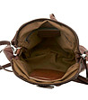 Кафява кожена дамска чанта -2 снимка