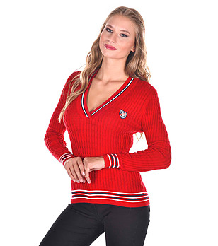 Памучен червен дамски пуловер Jaya снимка