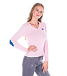 Розов памучен пуловер със сини платки Dania-2 снимка