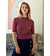 Дамска блуза от вълна мерино в цвят бордо Caroline-0 снимка