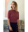 Дамска блуза от вълна мерино в цвят бордо Caroline-3 снимка