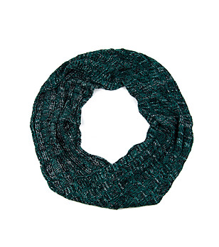 Дамски кръгъл шал в меланж на черно и зелено Nanny снимка