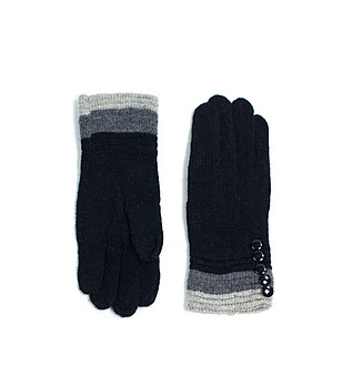 Черни дамски ръкавици със сиви детайли Werona снимка