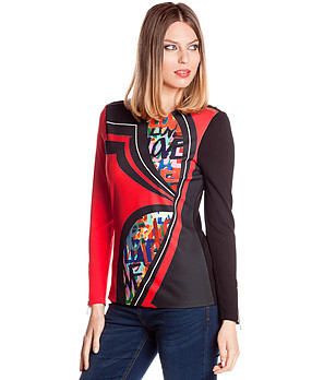 Дамска блуза черно и червено Doctrinos снимка