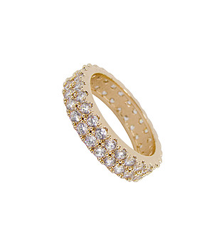 Позлатен дамски пръстен с кристали Swarovski  снимка