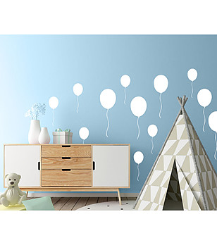 Детски декоративен стикер Бели балони снимка