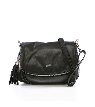 Черна дамска чанта от естествена кожа Bettina снимка