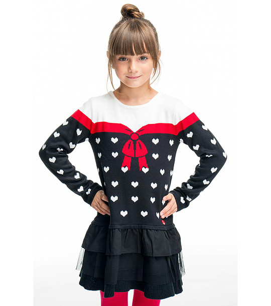 Детска плетена рокля в преобладаващо черно Aubergine снимка