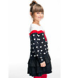 Детска плетена рокля в преобладаващо черно-2 снимка