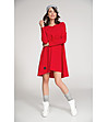 Червена асиметрична рокля с памук Carlie-0 снимка